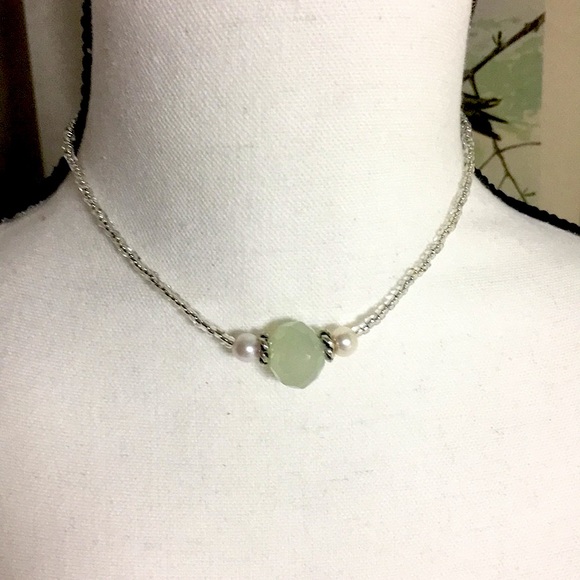 Chalcedony Sterling Silver choker pearl necklace - Picture 12 of 16